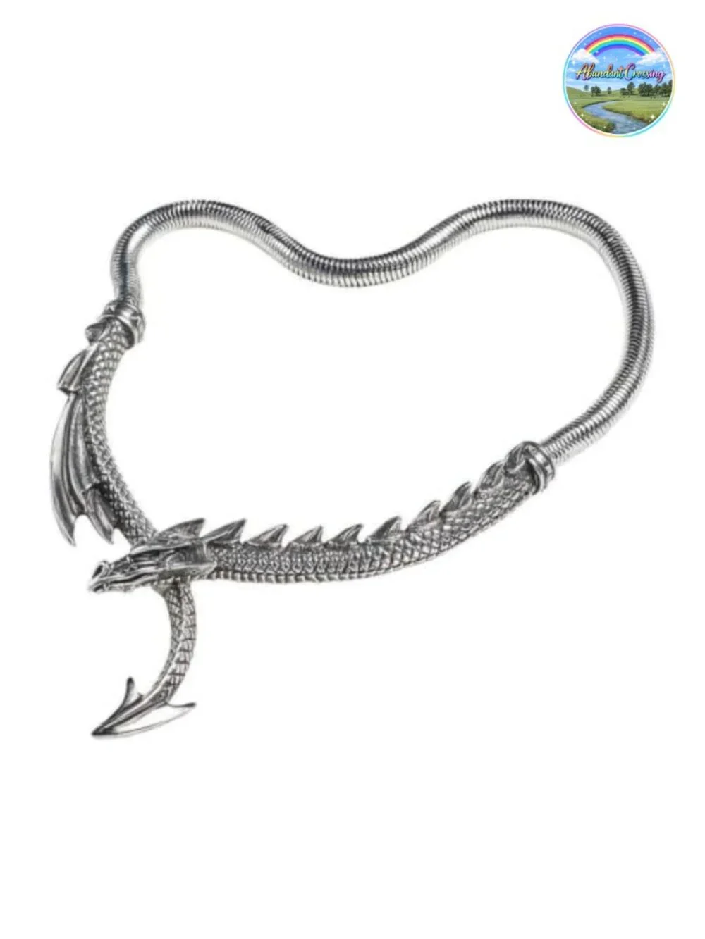Pewter Snake Dragon Pendant Necklace Gothic Fantasy